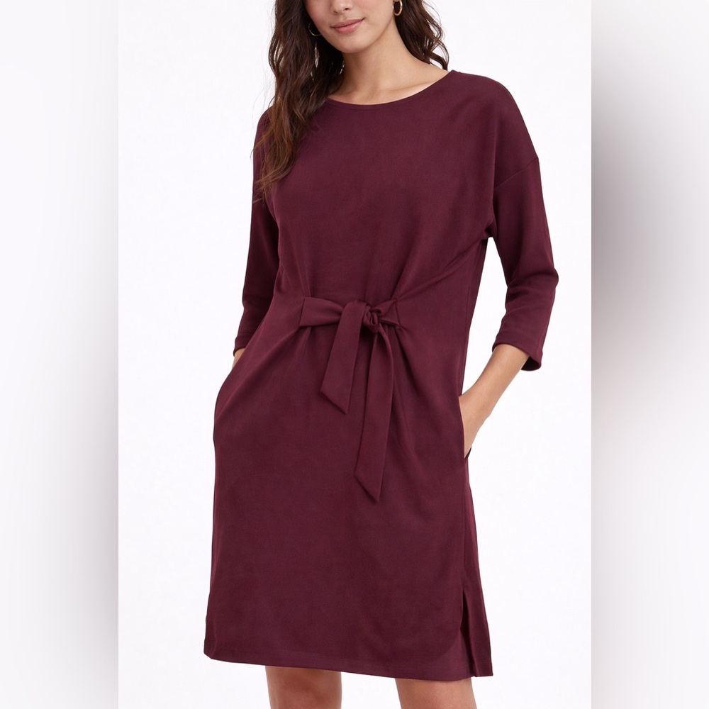 AllSaints Burgundy Tie-Front Shift Dress | Size US 4